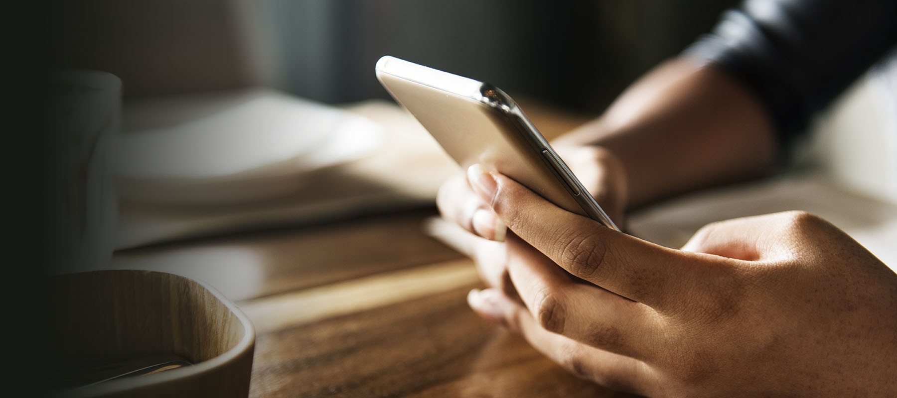 close up of person looking at phone